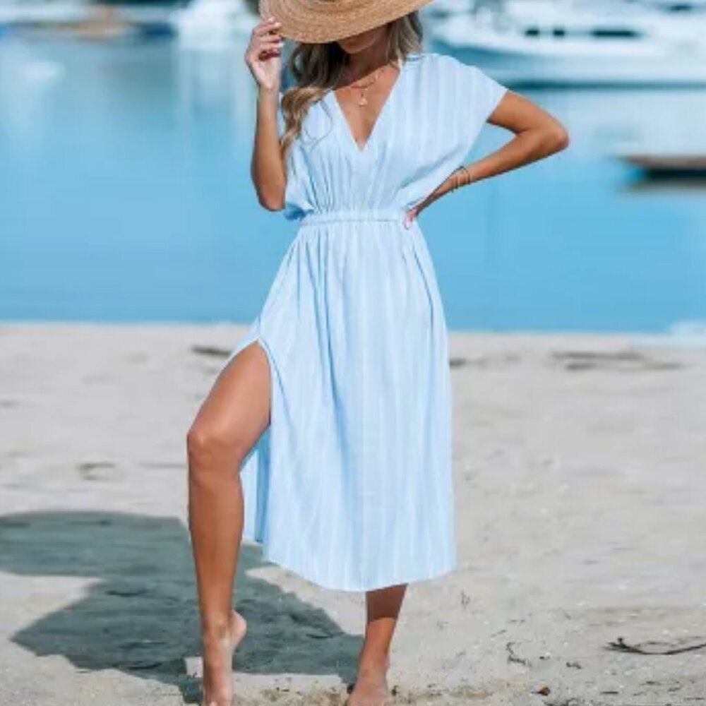 Cupshe Striped Midi Cover-Up Dress